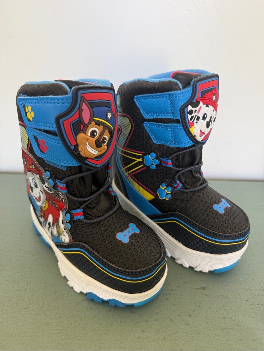 Toddler Winter Snow Boots Light Up Boys Blue Paw Patrol Chase Marshall Size 8